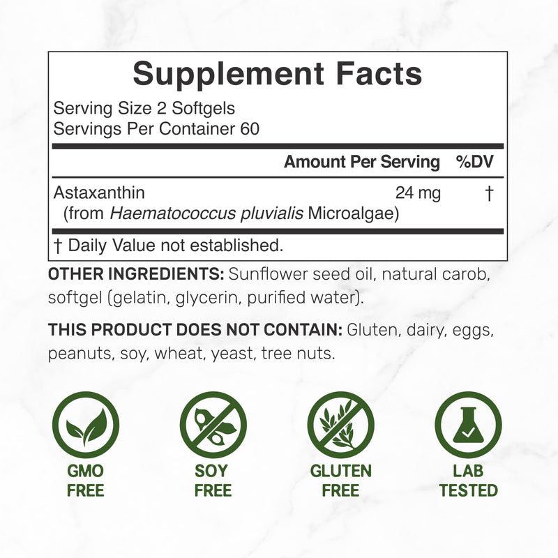 [Australia] - Astaxanthin 24mg Per Serving (12mg Per Cap), 120 Softgels ‚Äì Double Strength Microalgae ‚Äì Antioxidant Supplements for Skin, Eyes, Joints & Immune Support ‚Äì Non-GMO 