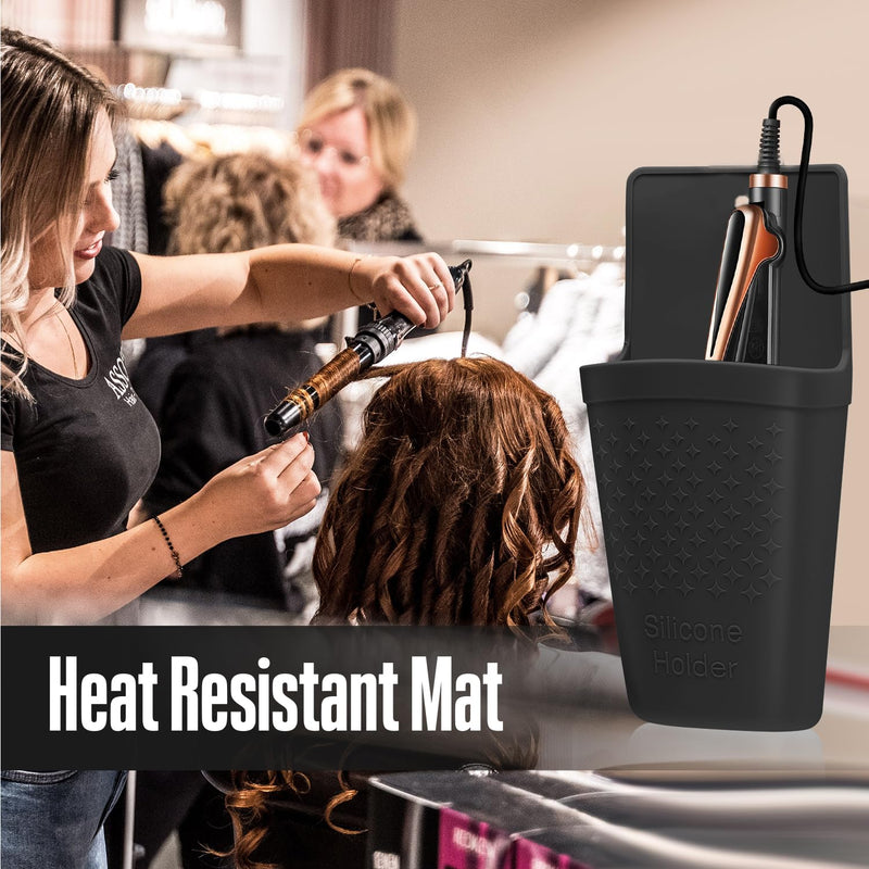 [Australia] - ZAXOP Flat Iron/Curling Iron/Hair Straightene/Hot Hair Tools Holder, Silicone Heat Resistant Mat Pouch Organizer.(Black) Black 