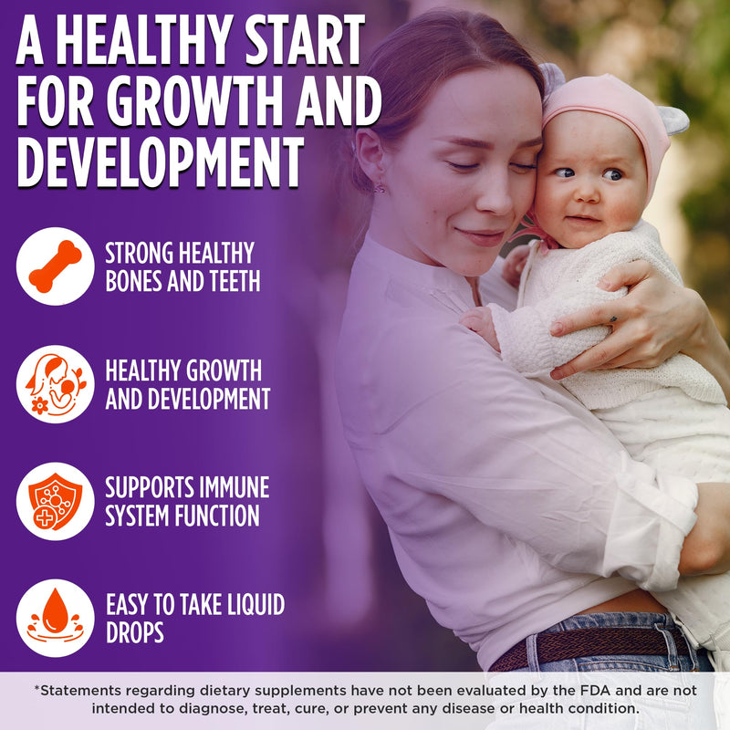 [Australia] - Wellements Baby Organic Vitamin D Drops for Infants & Toddlers (90-Day Supply) - Certified Newborn+ Liquid Vitamin D3 Drops, Support Healthy Growth & Bone Development 400 IU per Drop (1 Drop Daily) 