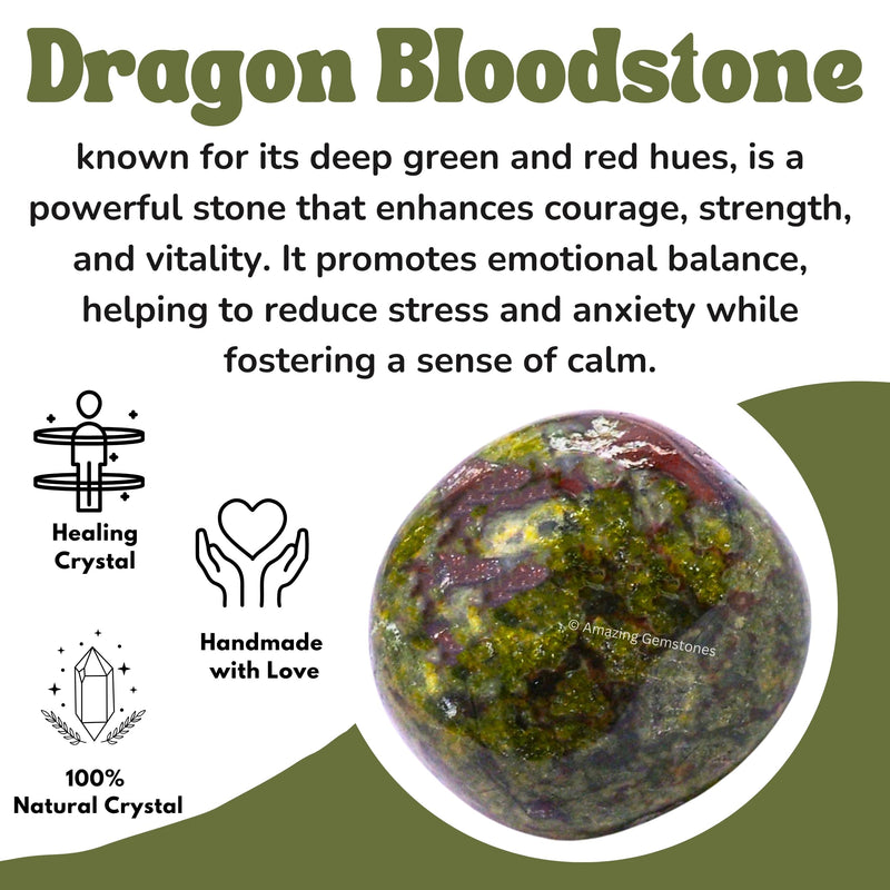 [Australia] - Amazing Gemstone Dragon Bloodstone Crystals and Healing Stones Tumbled - 1 oz Dragon Bloodstone Stone, Healing Stones for Energy Balance, Stress Relief - Premium Polished Gems Rocks for Meditation 1 Ounce 
