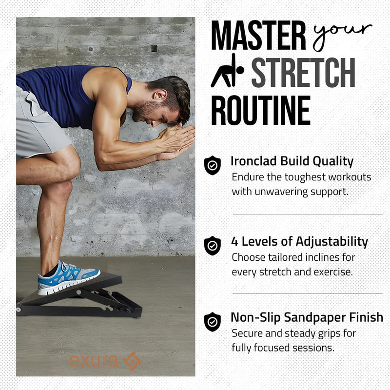 [Australia] - Exura Slant Board Calf Stretcher Adjustable Slant Board, Knees Over Toes, Incline Board, Achilles Stretcher, Ankle Stretcher, Squat Wedge, Stretch Board, Physical Therapy, Calf Pro Board 