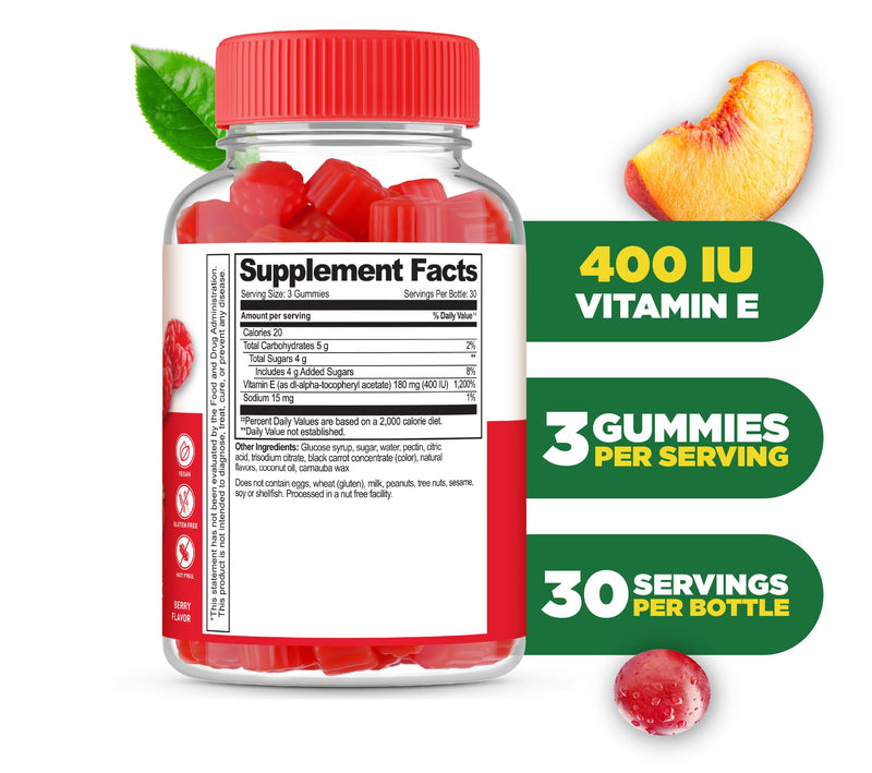 [Australia] - Lifeable Vitamin E Gummies | 400 IU | Great Tasting Vitamin E Supplements | Skin, Eye Health and Immune Function Support | VIT E for Adults, Men, Women | 90 Gummies 