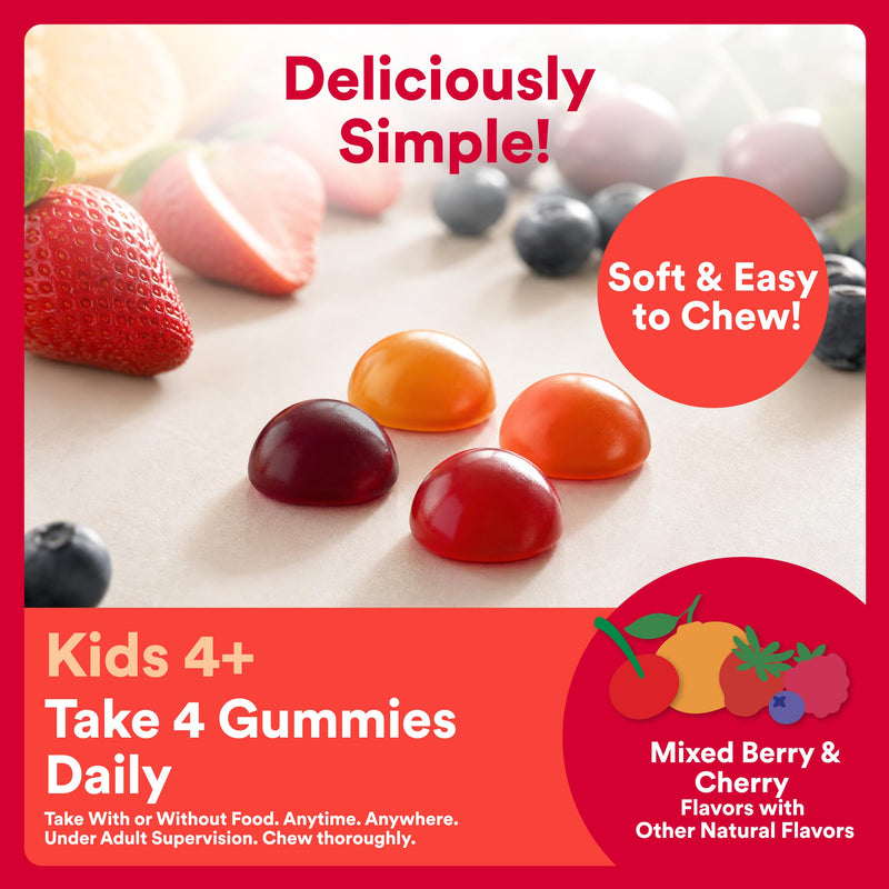 SmartyPants Organic Kids Multivitamin Gummies: Probiotics, Omega 3 (ALA), Vitamin D3, C, Vitamin B12, B6, A, K & Zinc for Immune Support, Biotin, Three Fruit Flavors, 120 Count (30 Day Supply) 30 Servings Organic + Probiotics