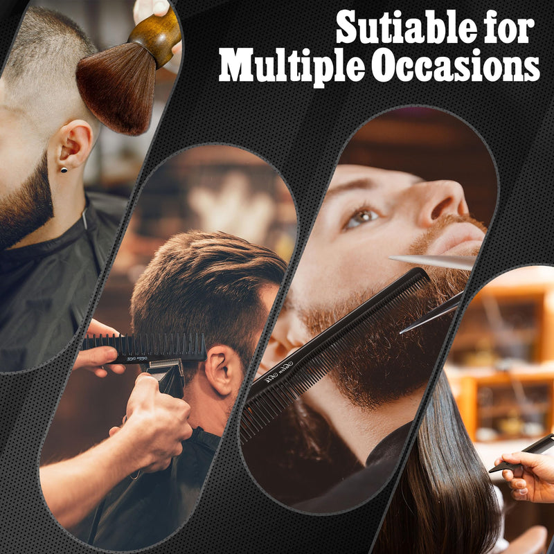 [Australia] - SALONSILK 13PCS Hair Cutting Shaving Brush and Comb Set, Professional Barber Combs for Hair Stylist, Premium Grade Barber Brush Neck Duster, Fading Comb Barber Clipper Comb Hair Dressing Brown 