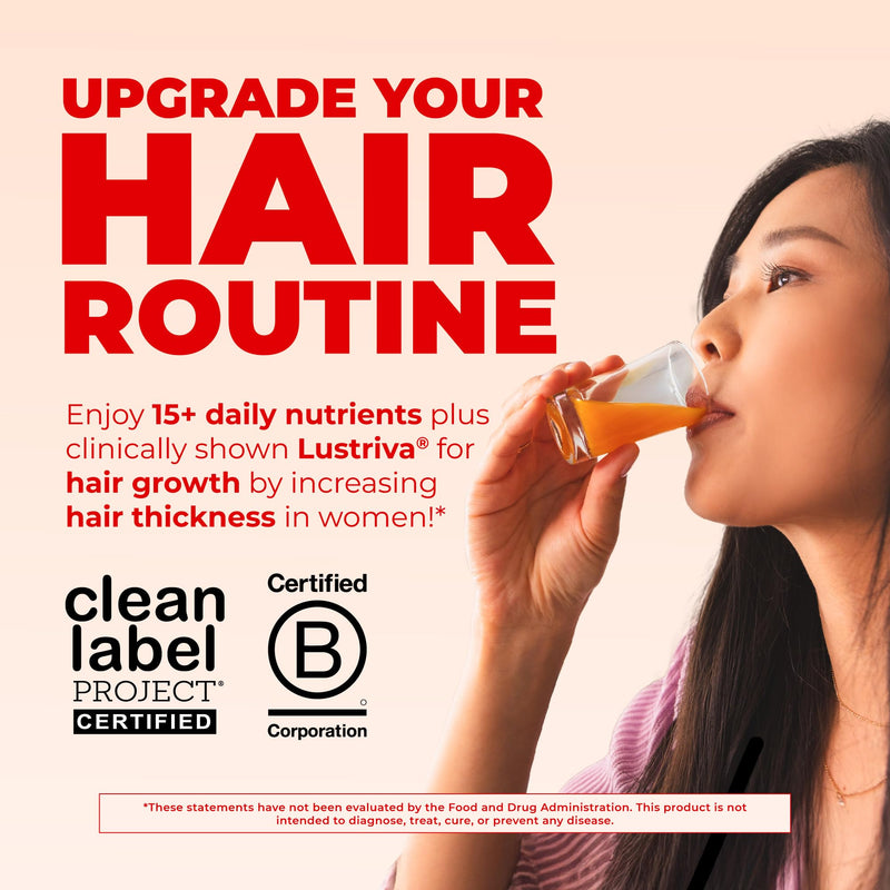 MARYRUTH'S Liquid Multivitamin + Hair Growth, Clinically Thicker Hair, 15oz | Clinically Tested in Women for Thicker Hair & Facial Wrinkles, Biotin 10000mcg, Lustriva Hair Growth Supplements, Skin Care Peach Mango 15.22 Fl Oz (Pack of 1)