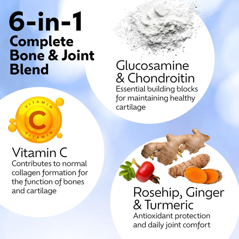 Glucosamine and Chondroitin Complex 1500mg, 180 Capsules, Up to 6 Months Supply – High Strength Joint Support with MSM, Vitamin C, Turmeric, Ginger & Rosehip | London Life Sciences