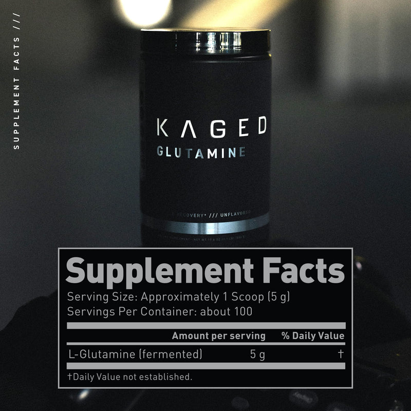 [Australia] - Kaged MUSCLE, L-Glutamine Powder 500 Gram, Vegan, Support Muscle Recovery, Post Workout, Glutamine, Banned-Substance Free, Unflavored, 100 Servings 