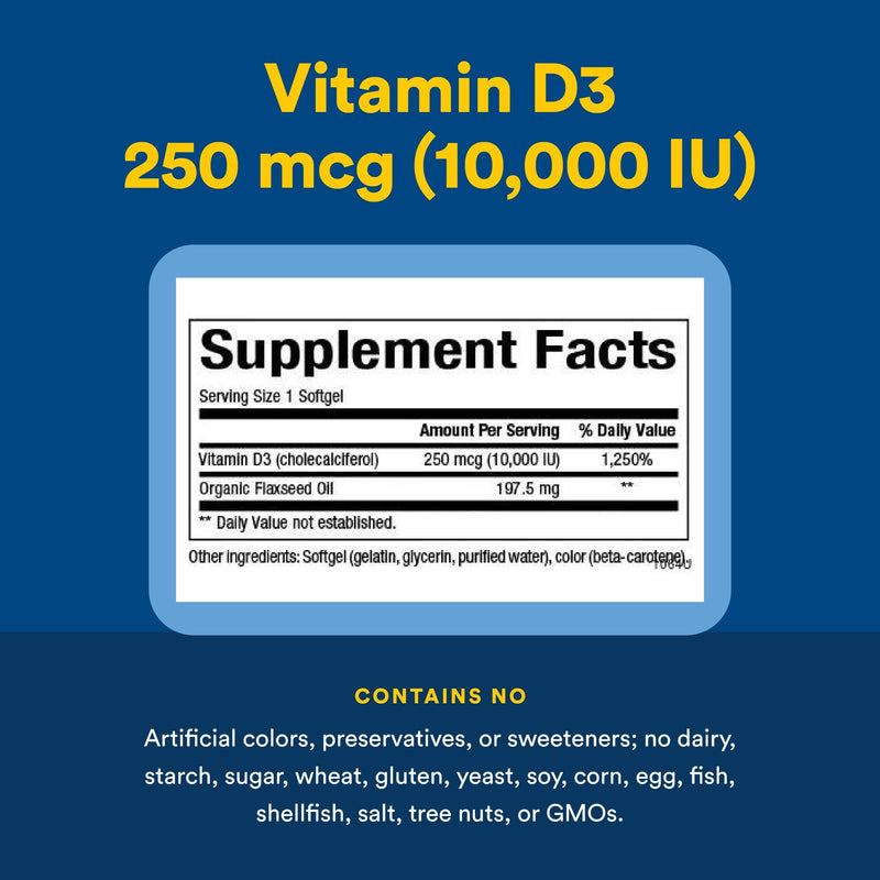 Natural Factors Vitamin D3 - Daily Supplement for Bone & Support - Vitamin D Supplement Aids Healthy Immune System Function - Supports Strong Joints & Knees - 120 Softgels (120 Servings) 120 Count (Pack of 1)