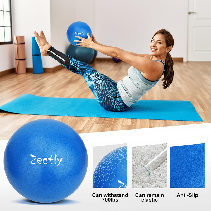 [Australia] - 9 Inch Mini Exercise Ball for Pilates, Yoga, and Core Training, Small Exercise Ball with Pump, Guide for Physical Therapy, Balance, Stability, and Stretching, Ideal for Home land Office Fitness blue 