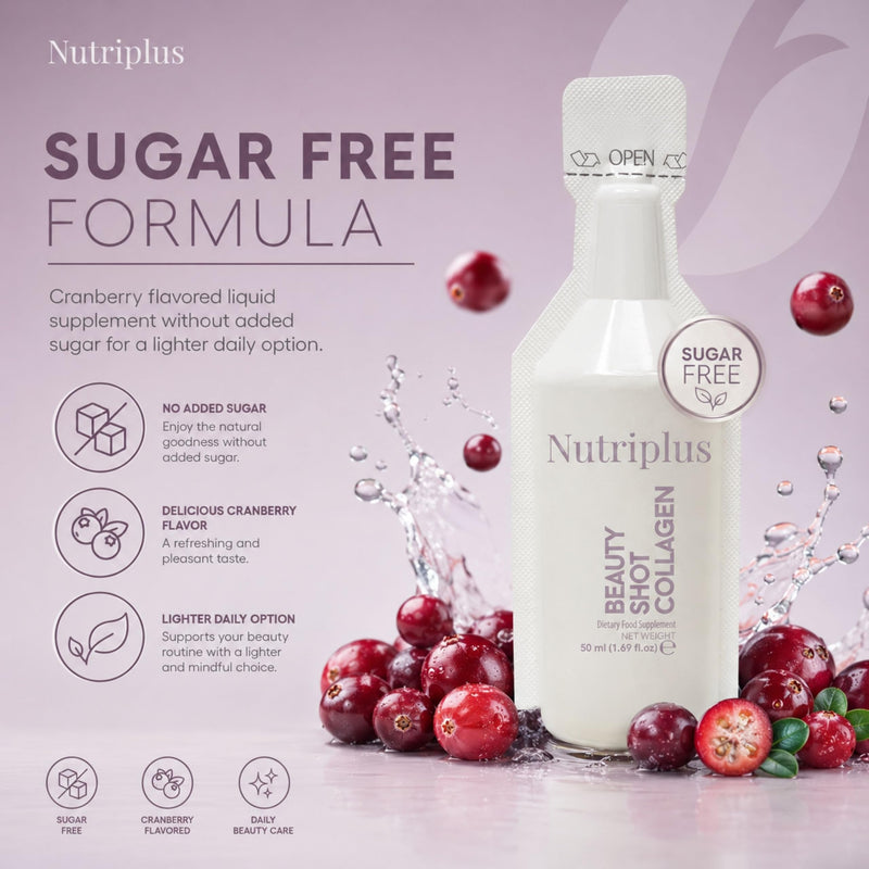 FARMASi Nutriplus Beauty Shot Collagen, Cranberry Flavor, 1.69 fl oz | Type I and III Collagen with Hyaluronic Acid Coenzyme Q10 Biotin and Vitamins, Sugar Free Liquid Supplement, 12 pieces