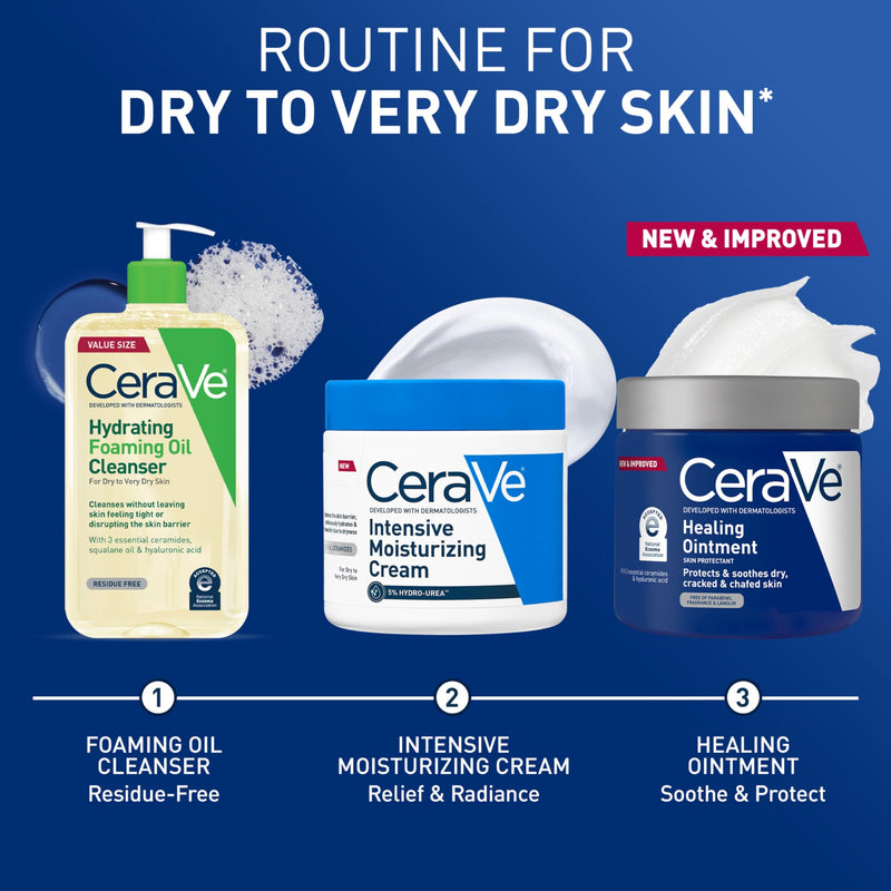 CeraVe Healing Ointment, Hyaluronic Acid Skin Protectant for Dry Skin, 12oz | Skin Care, Body Care, Barrier Cream, Skin Barrier Repair, Ceramides, Petrolatum, Lanolin Free, For Cracked, Chafed Skin 12 Ounce (Pack of 1)
