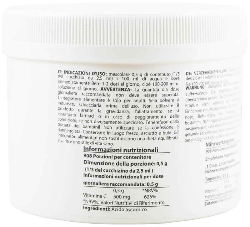 Pure Ascorbic Acid fine crystalline Powder | 1 Pound - 454 g | Vitamin C | Pharma Ingredients (Ph. EUR., USP, BP) | Third-Party Tested | Heiltropfen®