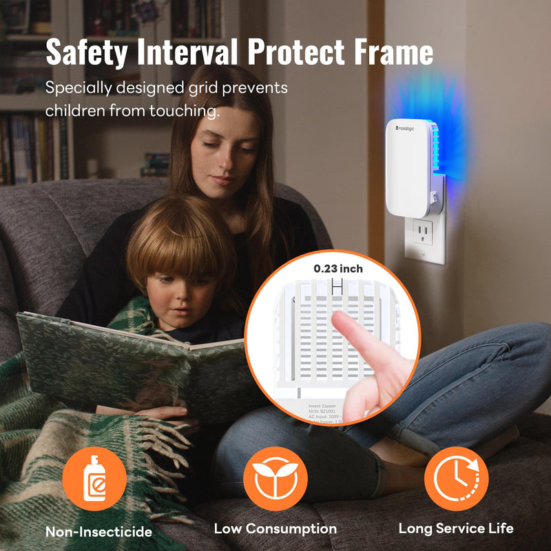 [Australia] - Mosalogic Bug Zapper Indoor Electronic Fly Swatter Plug-in Flying Insect Killer with UV Light for Indoor Use Compact Bug Zappers for Flying Insects, Gnats, Moths, Flies (White-1pack) 