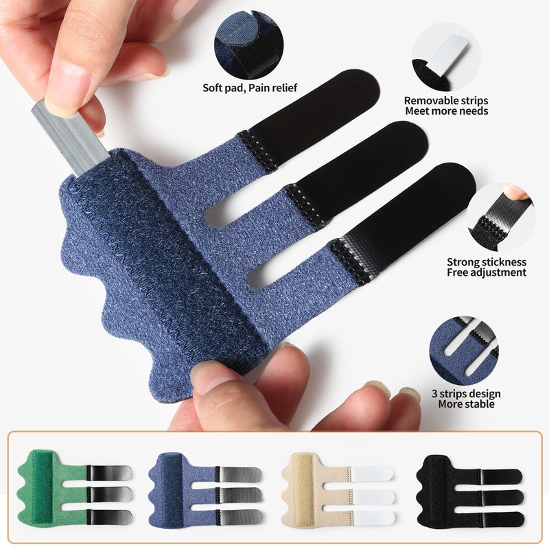 Finger Splint Set – 4 Pcs, Adjustable Trigger Finger Support Brace for Middle Finger Broken Straightening Arthritis Mallet Sprains, Ideal for Pain Management