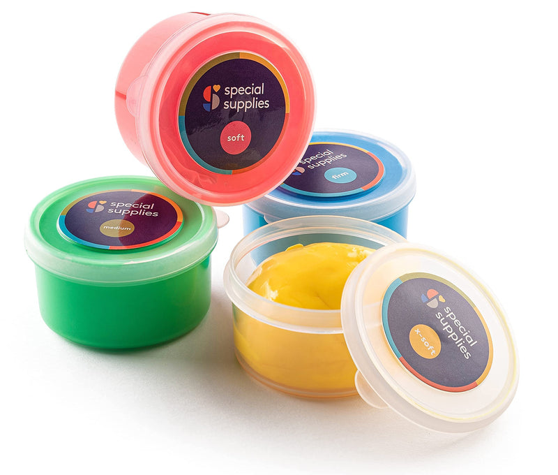 [Australia] - Special Supplies Therapy Putty for Kids and Adults - Resistive Hand Exercise Stress Relief Therapy Putty Kit, Set of 4 Strengths, Three ounces of each putty 