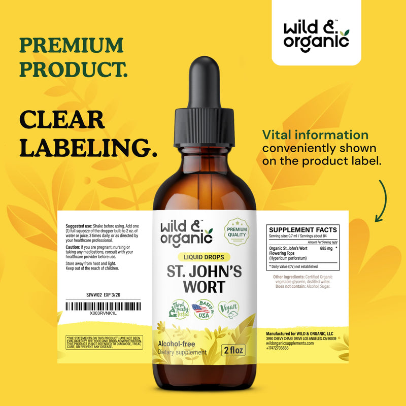 [Australia] - St Johns Wort Tincture - Mood Supplement w/St. John's Wort - St Johns Wort Organic for Good Mood - Calm and Relax Supplement w/Saint John's Wort - Organic St Johns Wort Herb - Hypericum - 2oz 2 Fl Oz (Pack of 1) 