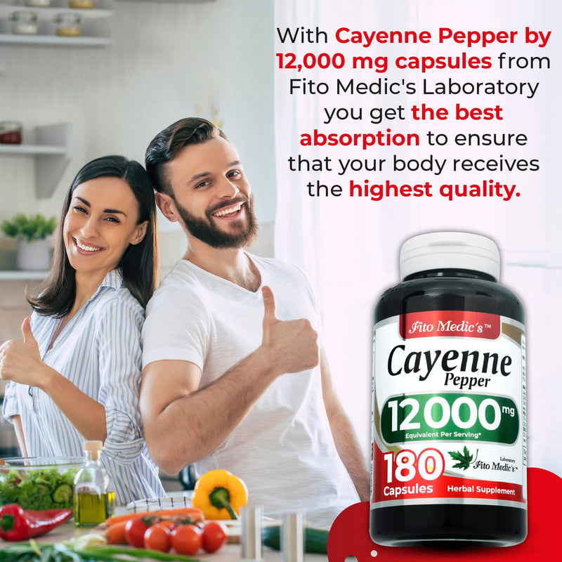 [Australia] - FITO MEDIC'S Lab | cayenne pepper capsules organic | 180 capsules |12000 mg | cayenne pepper capsules |cayenne pepper pills | Ultra high Absorption. 
