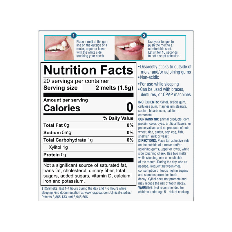 [Australia] - Oracoat XyliMelts for Dry Mouth Night Time or Day - Moisturizing Dry Mouth Adhering Discs, Sugar Free with Xylitol, 40 Count - 6 Pack, Slightly-Sweet Flavor, 8-Hour Relief 