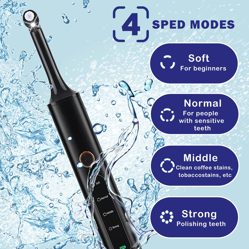 [Australia] - Rechargeable Tooth Polisher with 5 Brush Heads 9 Polish Pastes 4 Speed Modes IPX6 Teeth Cleaning Kit LED Light Dental Cleaning Kit for Home Use Polishing and Whitening of Tooth 