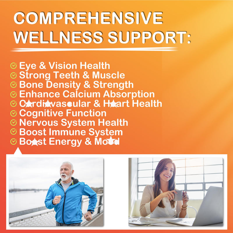 Sugar-Free ADK+Vitamin B12 Gummies - Vitamin D3 K2 10,000IU/ 5000IU, B12 5000mcg 2500mcg, K2 (MK-7) 240mcg, Multivitamin Adults-Vitamin A,Vegan Vitamin D,Methyl B12,C,Zinc-Eye,Bone,Energy,Nerve,Immune 60 Count (Pack of 2)