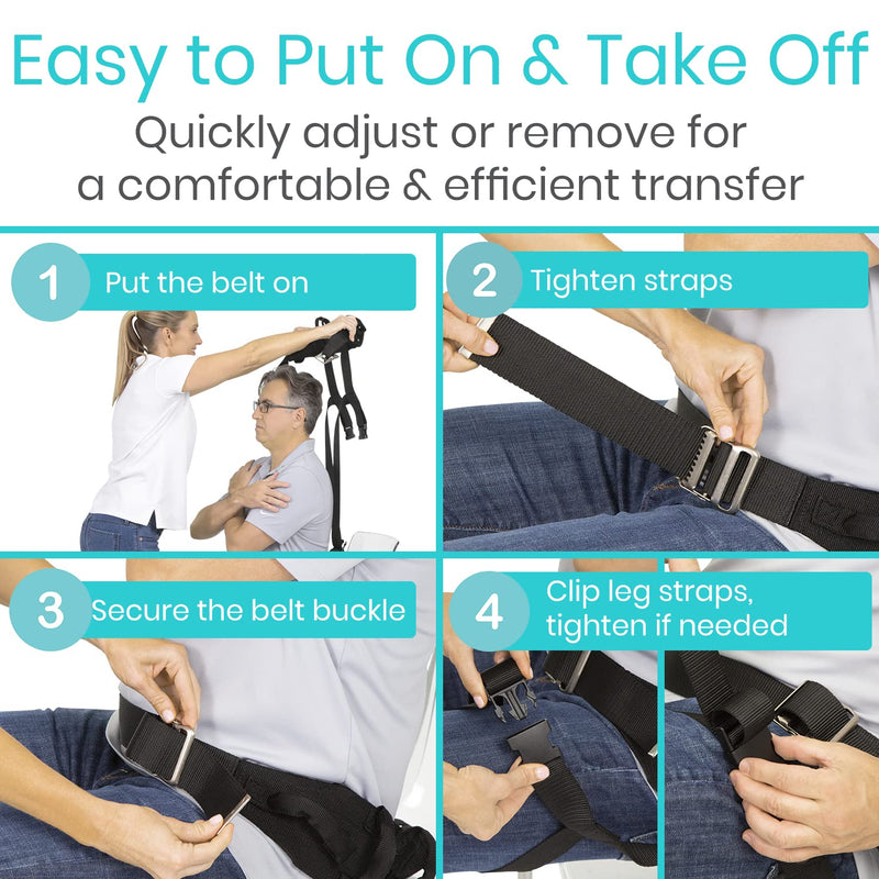 [Australia] - Vive Transfer Belt with Leg Loops - Medical Nursing Safety Gait Assist Device - Bariatrics, Pediatric, Elderly, Occupational and Physical Therapy - Long Strap and Quick Release Metal Buckle - 52 Inch Transfer Belt with Loops 