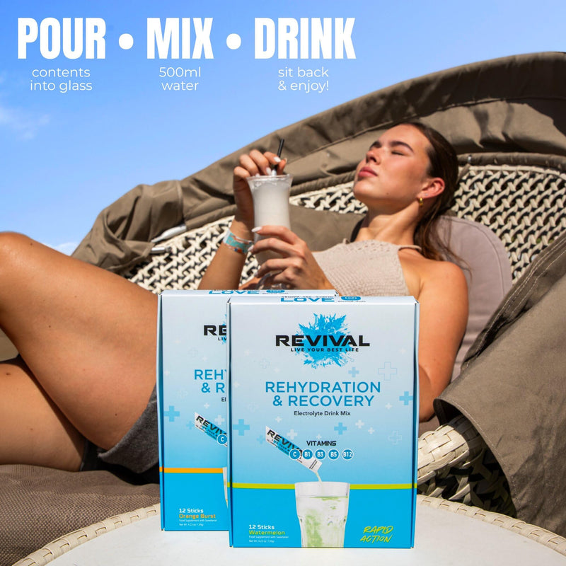Revival Rapid Rehydration Sachets Electrolytes Powder High Strength Vitamin C, B1, B3, B5, B12 Supplement Sachet Energy Drink, Effervescent Electrolyte Hydration Tablets 12 Pack Apple Pear Flavours 12 Servings (Pack of 1) Apple & Pears