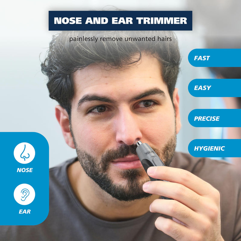 [Australia] - Wahl Clipper Battery Operated, Precision Ear and Nose Hair Trimmer for Men, Hygienic Nose Trimmer with Rinseable Blade for Easy Cleaning, Perfect for Travel – Model 3026462 