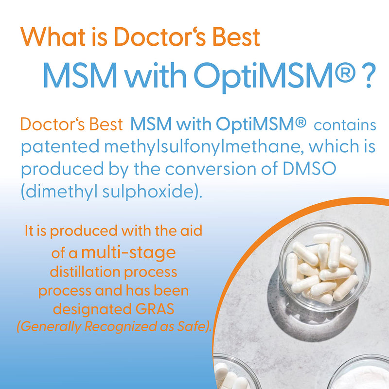 Doctor's Best, MSM with OptiMSM, 1000 mg, 180 Capsules, Highly Dosed, SOYA Free, Gluten Free, Non-GMO, Natural Sulphur