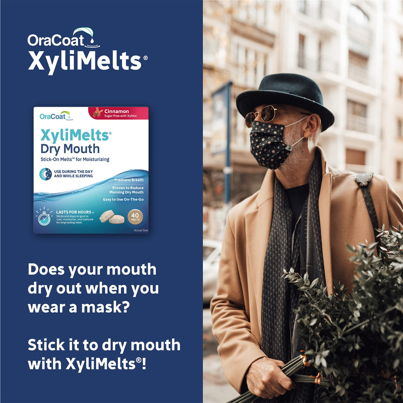 [Australia] - Oracoat® XyliMelts Dry Mouth Stick-on™ Melts for Moisturizing, Cinnamon with Xylitol, for Dry Mouth, Stimulates Saliva, Non-Acidic, Day and Night Use, 40 Count 