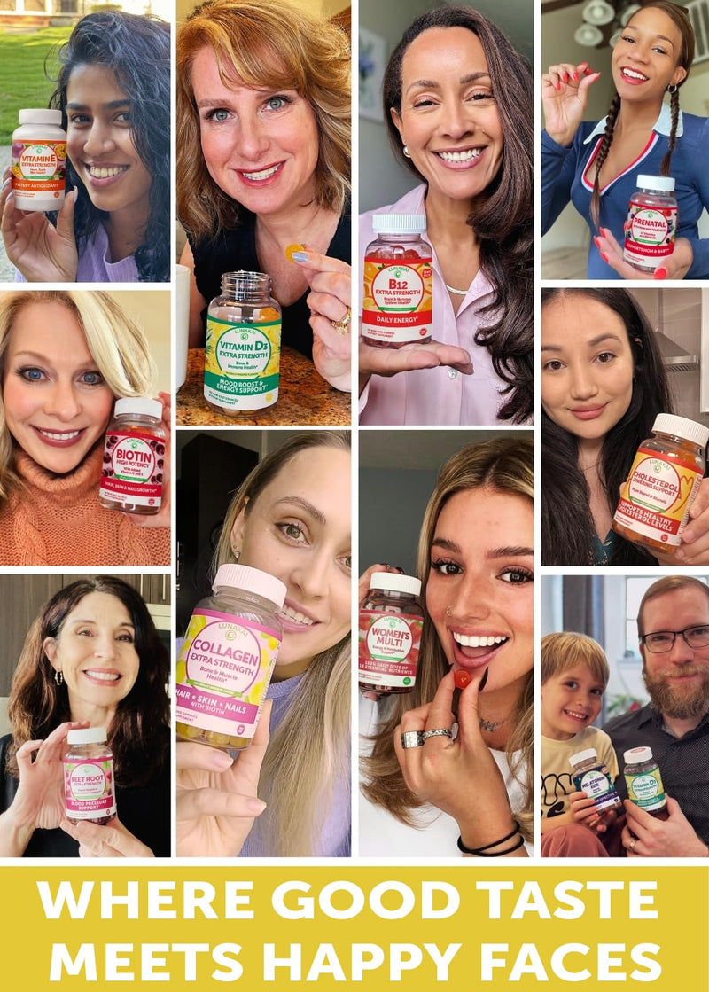 [Australia] - Lunakai Delicious US Made Collagen Gummies - 200mg Non-GMO Anti-Aging Formula with Biotin, Zinc, Vitamins C & E for Glowing Hair, Skin & Nails, 60ct 30 Day Supply 