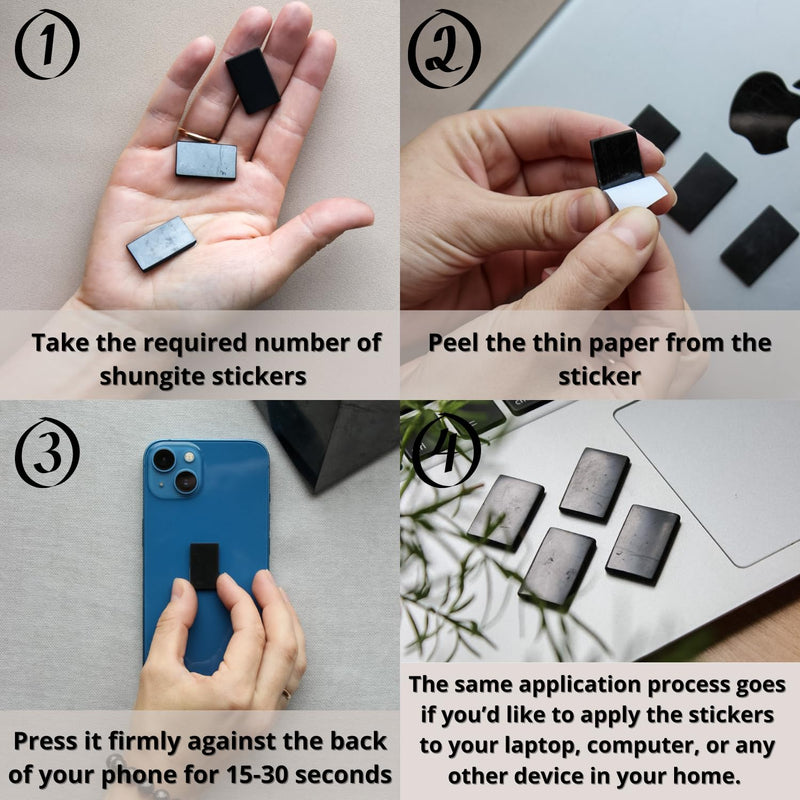 [Australia] - Shungite Stone Stickers Set for Phone – Protection Plates, Natural Crystal Adhesive Shield (Set of 10 Plates) Set of 10 Plates 
