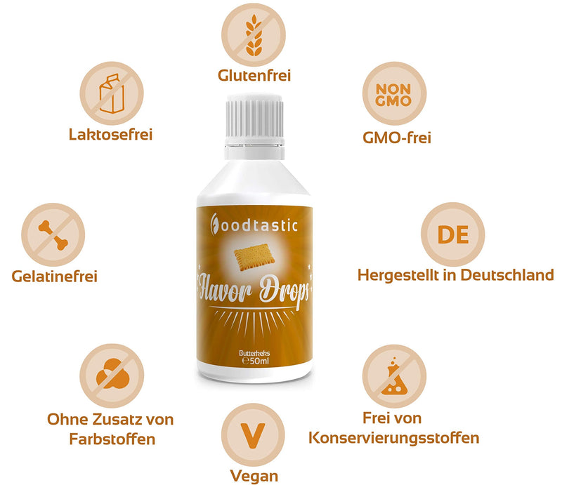 [Australia] - Foodtastic Flavor Drops Butter Biscuit 50ml | Flavdrops aroma drops | calorie-free sweetening I without sugar | Food Flavor Flavor Drops Flave Drops Flavor Drops 