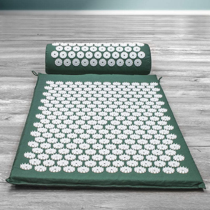 [Australia] - Sivan Back and Neck Pain Relief Acupressure Mat and Pillow Set, Chronic Back Pain Treatment - Relieves Your Stress of Lower Upper Back and Sciatic Pain - Green 