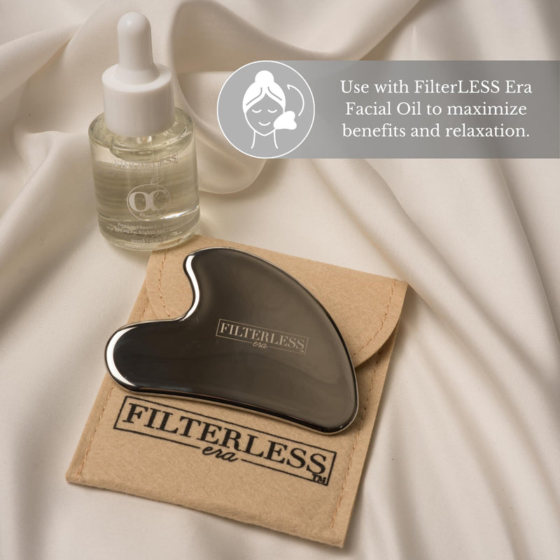 FilterLESS Era Ace of Spades Gua Sha Facial Tool | Stainless Steel Face Massager for Sculpting, Muscle Scraping & Lymphatic Drainage