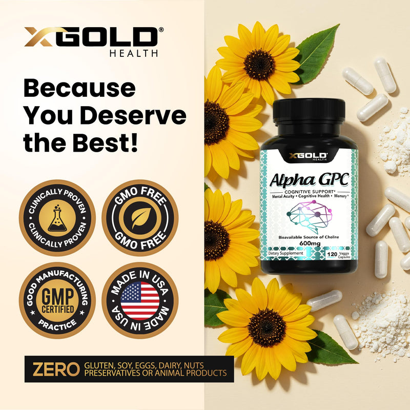 [Australia] - Alpha GPC Choline 600mg, 99% Pure Nootropic Supplement, 120 Veggie Capsules, Cognitive Enhancer for Memory, Brain Health & Focus 120 Count (Pack of 1) 