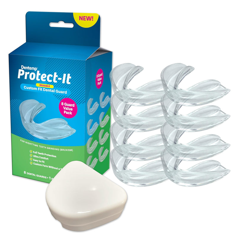 Dentemp Protect-It Custom Fit Mouth Guard 8 Pack for Teeth Grinding at Night - Night Guards for Sleep