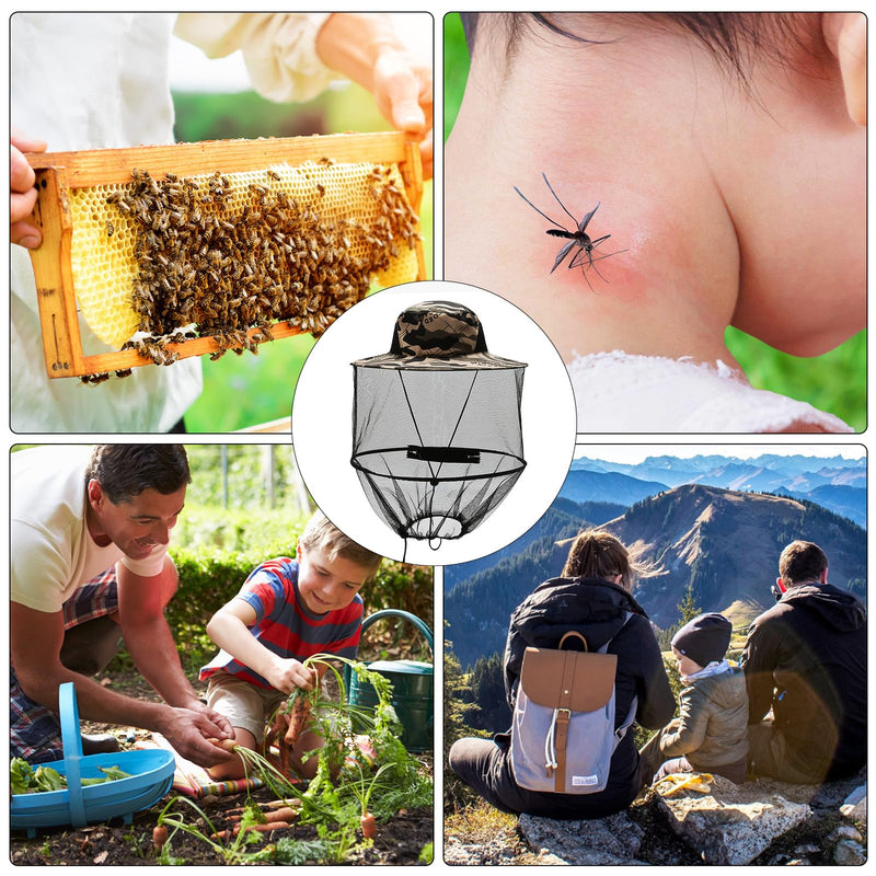 [Australia] - Beekeeper hat, mosquito net hat, bee veil hat, face protection hat, anti-mosquito sun hat, head protection and net hat, invisible mosquito net cap, foldable for outdoor hiking, camping, gardening 