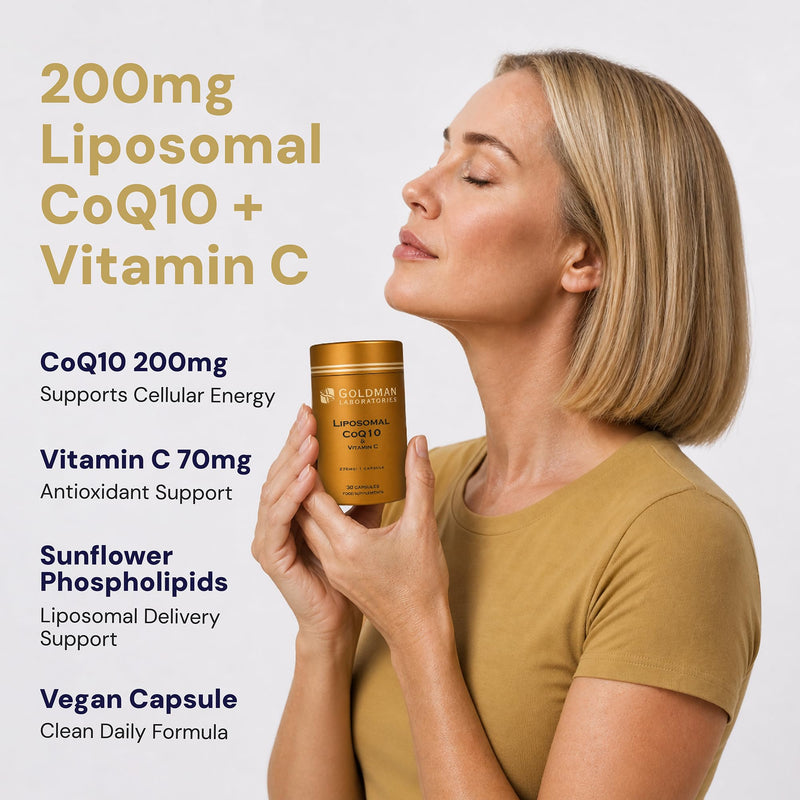 CoQ10 200mg Capsules with Vitamin C – Coenzyme Q10 Ubiquinone Supplement for Energy, Heart Health, Antioxidant Support, Fertility & Healthy Ageing – Vegan, 60 Capsules, Liposomal