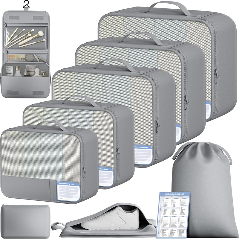 BAGAIL 9 Set Packing Cubes and Battery-Free Luggage Scale