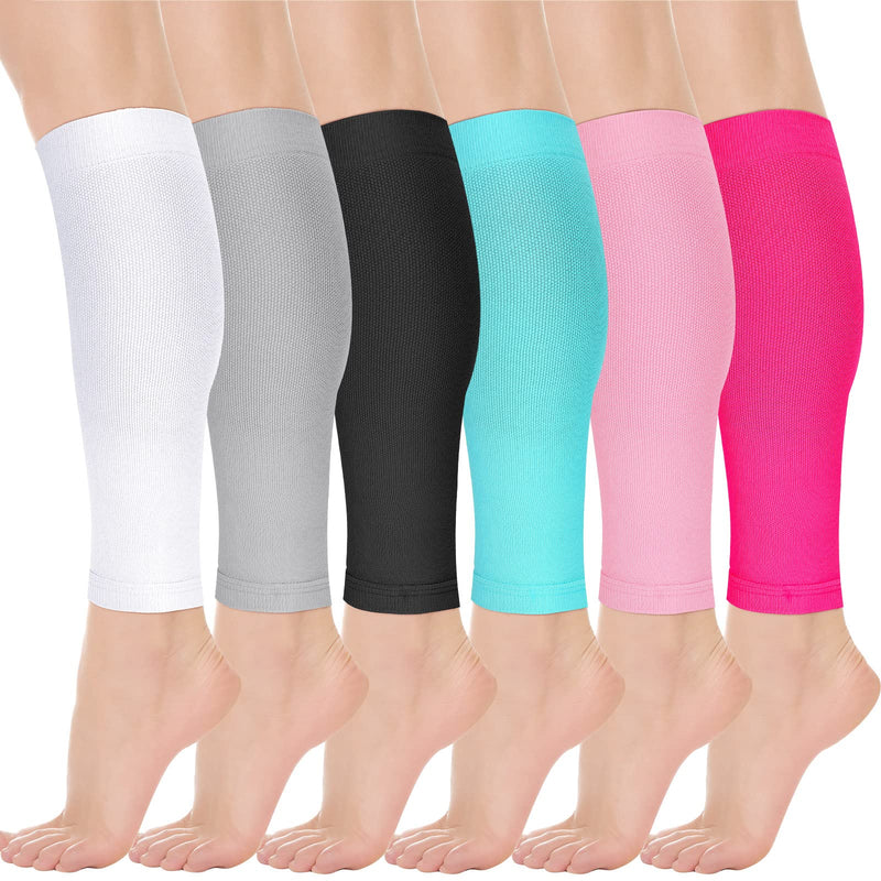 6 Pairs Calf Compression Sleeve Women Footless Compression Stockings Elastic Leg Sleeve for Running Nurse Pregnant Medium
