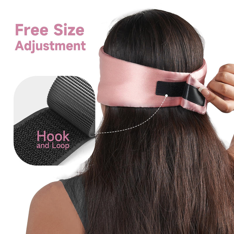 [Australia] - Umisleep Soft Sleep Mask, Blackout Eye Mask for Side Sleepers, Women Men Sleeping Mask, Anti-Wrinkle & Softer Than Real Mulberry Silk Eye Cover, Satin Blindfold with Adjustable Band, Pink 