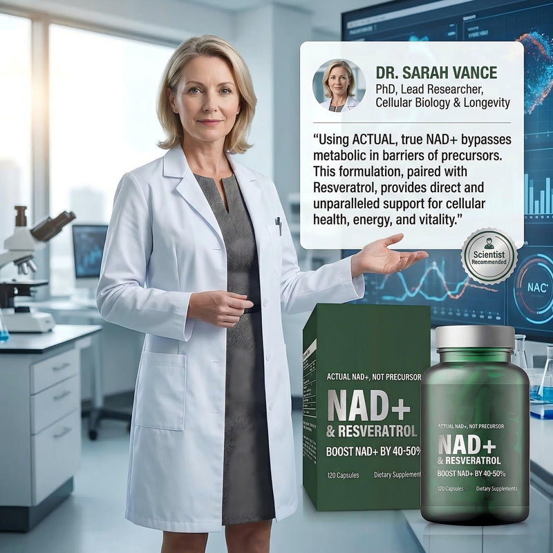 NAD+ Supplement with Resveratrol, 120 Count Actual NAD+ Supplements for Cellular Energy Support, High Absorption, Vegan & Gluten Free