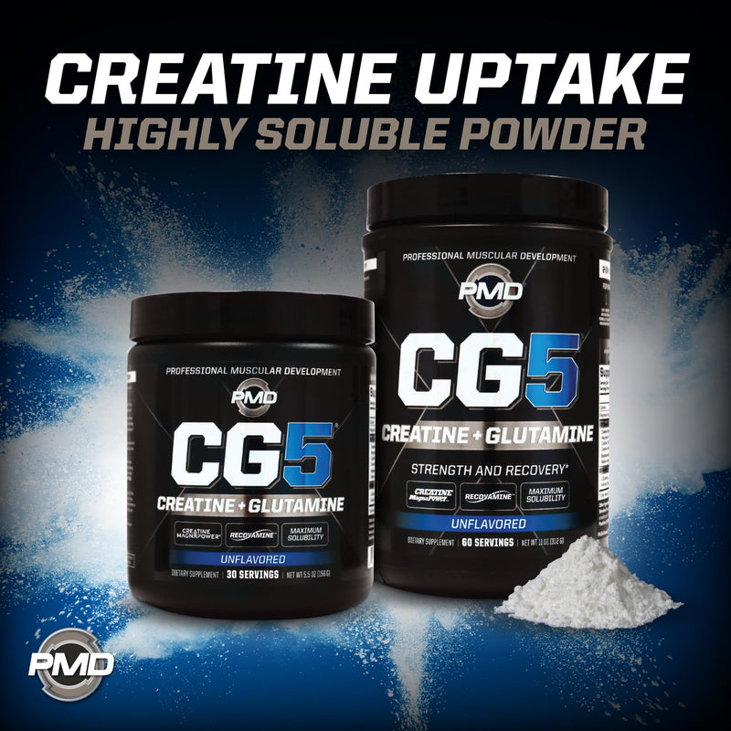 [Australia] - PMD Sports CG5 Premium Creatine & L Glutamine Powder, Power Recovery, Build Lean Muscle, Increase Workout Performance, Maximum Strength Pre Workout & Post Workout, Unflavored, 30 Servings 5.5 Ounce (Pack of 1) 