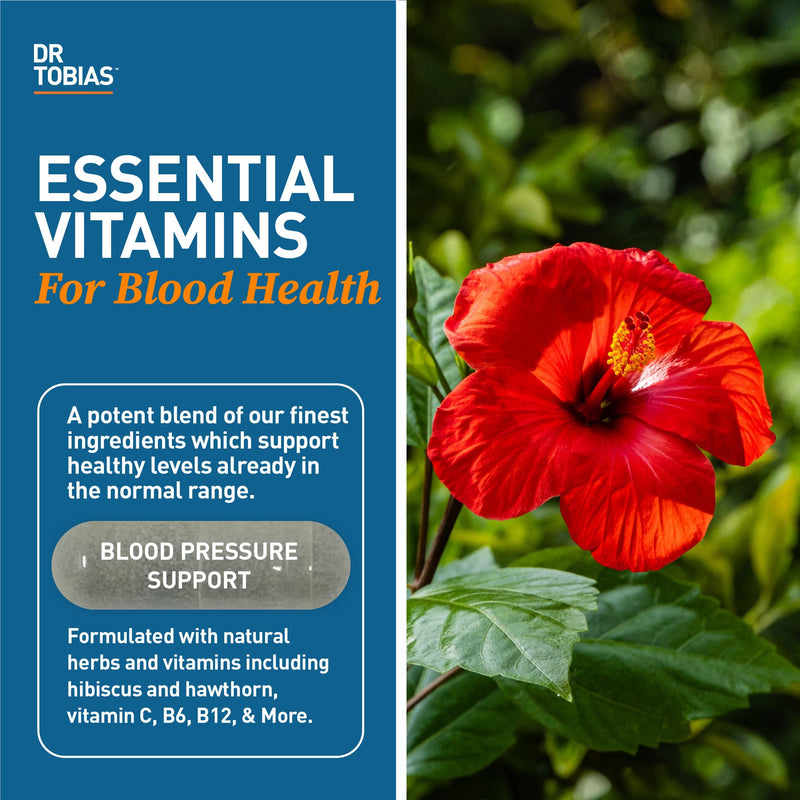 Dr. Tobias Omega 3 Fish Oil & Blood Pressure Support Supplements for Heart, Brain, Immune, Circulatory Health, with Vitamin C, B6, B12, Niacin, Folate & Herbs