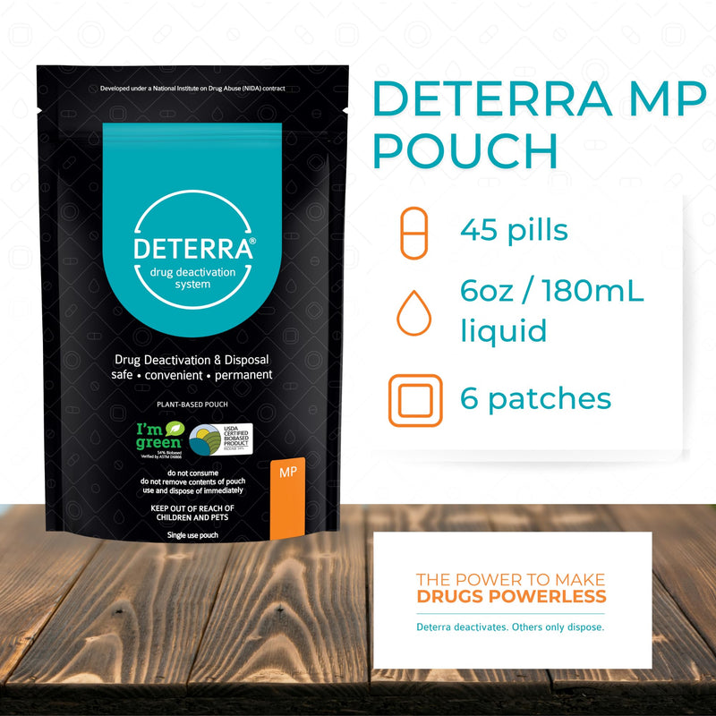 Deterra-MP - Drug Deactivation and Medication Disposal System - Safe Medication, Pill, and Liquid Destroyer - Plant-Based Medium Stand-Up Pouch (3-Pack) Medium Pouch 3-Pack