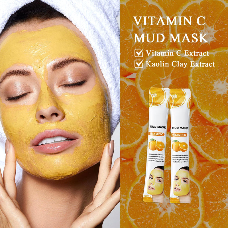 30 Pcs Clay Mask Set-Vitamin C Clay Mask,Dead Sea Mud Mask,Cucumber Clay Face Mask for Oily Skin,Blackheads & Pore Concerns,Deep Cleansing Pore Mask,Men & Women Face Peel Mask With Silicone Mask Brush