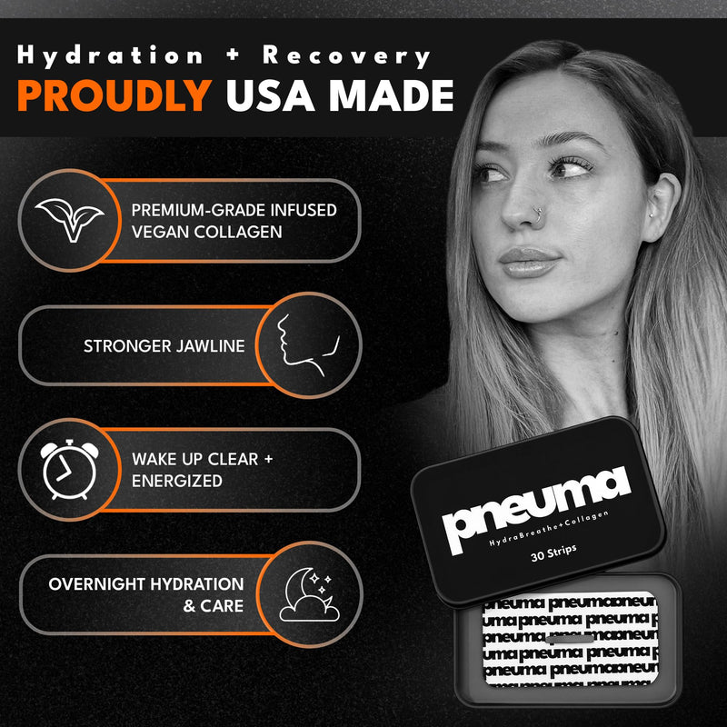 [Australia] - PNEUMA Beauty Collagen Tape - Vegan Collagen Infused Chin Hydration Strips for Sleeping, Improves Snoring, Lip Plumping Sleep Beauty Tape & Overnight Skin Firming, 30 Count 