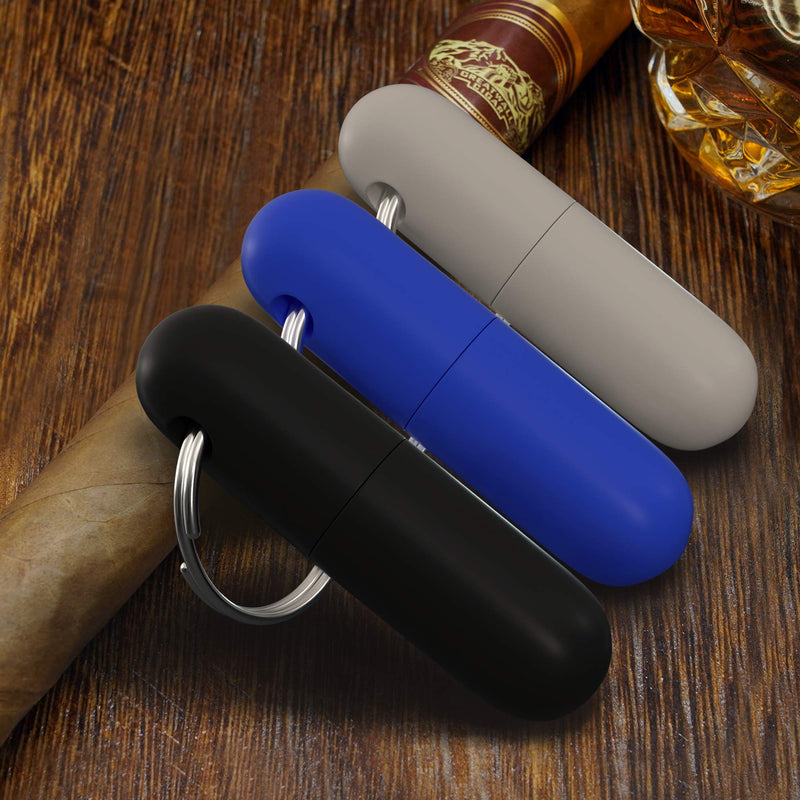 [Australia] - Cigar Punch Set of 3 Cigar Accessories Bullet Style Plastic Keychain Punch with 8 mm Hole (White & Black & Blue) 3&color 