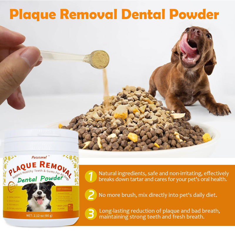 [Australia] - Dental Cleaning Kit, Dental Care Wipes to Clean Plaque on The Surface of The Teeth, Beef Liver Flavour Dental Powder with Probiotic to Solve Oral Problems from The Inside of Digestion Dental Kit（50 Ct） 