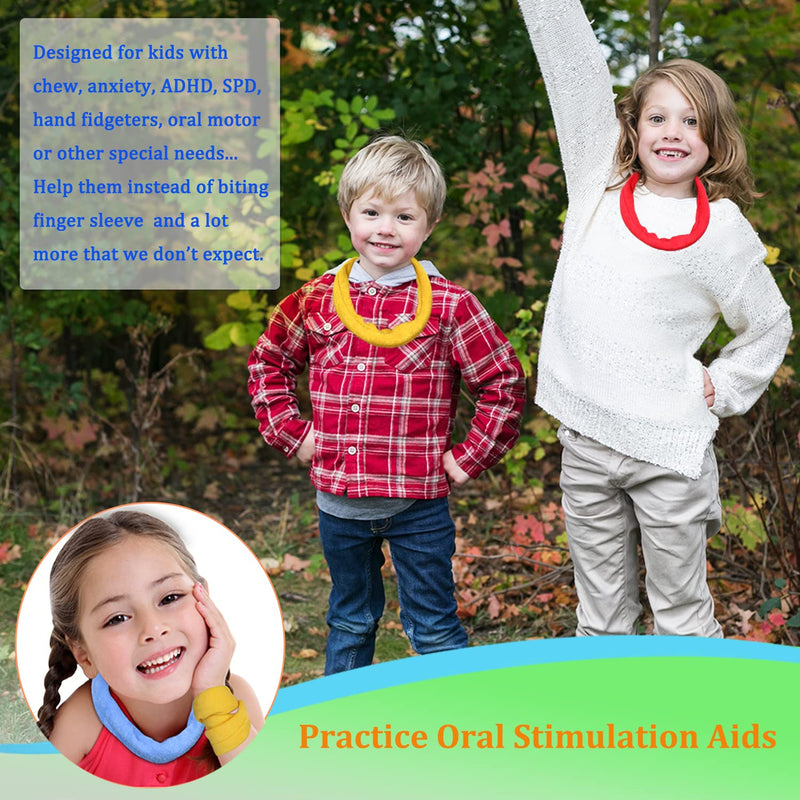 [Australia] - Chew Necklaces for Sensory Kids, Cloth Fabric Necklace Oral Toys for Boys Girls Alternative to Chewing, Terry Absorbent Chewy Toy Autism for ADHD SPD Fidgeting 6 Pack 